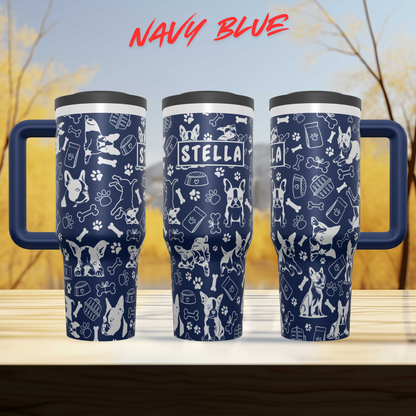 Boston Terrier Tumbler, Personalized Dog Tumbler, Laser Engraved Cup, Boston Terrier Gift, Dog Mom Gift, Custom Name Tumbler