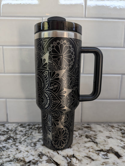 40oz Black Swear Word Mandala Tumbler