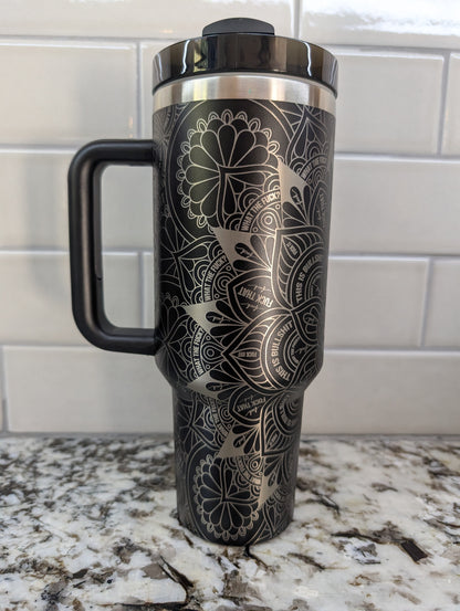 40oz Black Swear Word Mandala Tumbler
