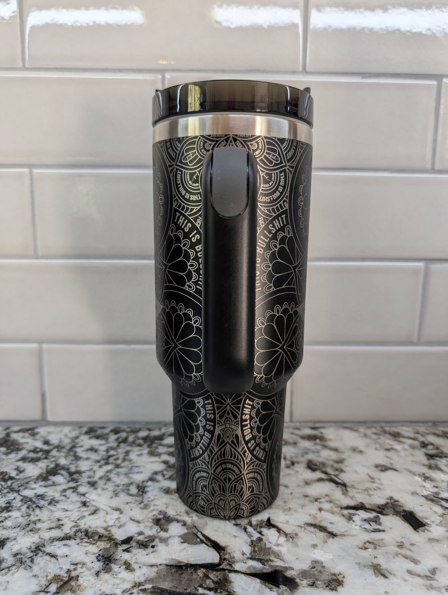 40oz Black Swear Word Mandala Tumbler