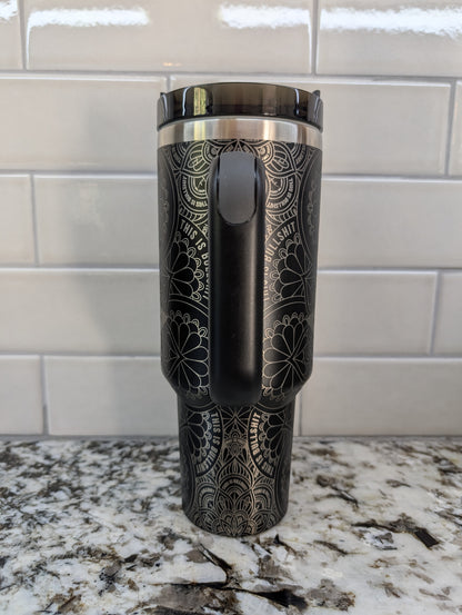 40oz Black Swear Word Mandala Tumbler