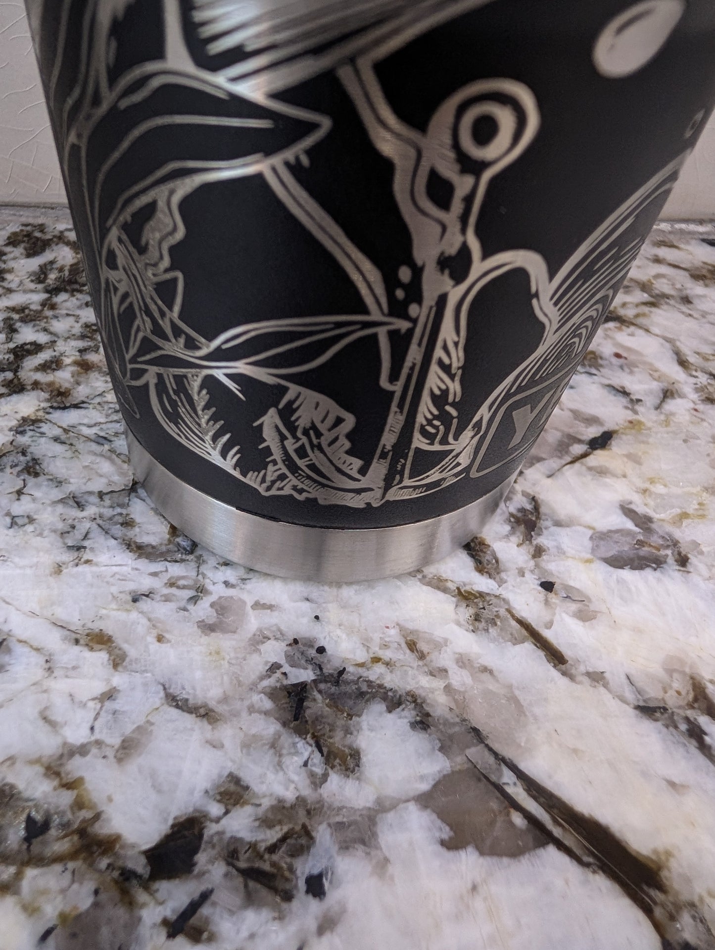 30oz Black Yeti with Whale engraving