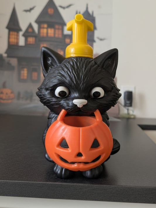 Black Cat Pumpkin Soap Holder, Halloween Spooky Bathroom Decor (Bath & Body Works)