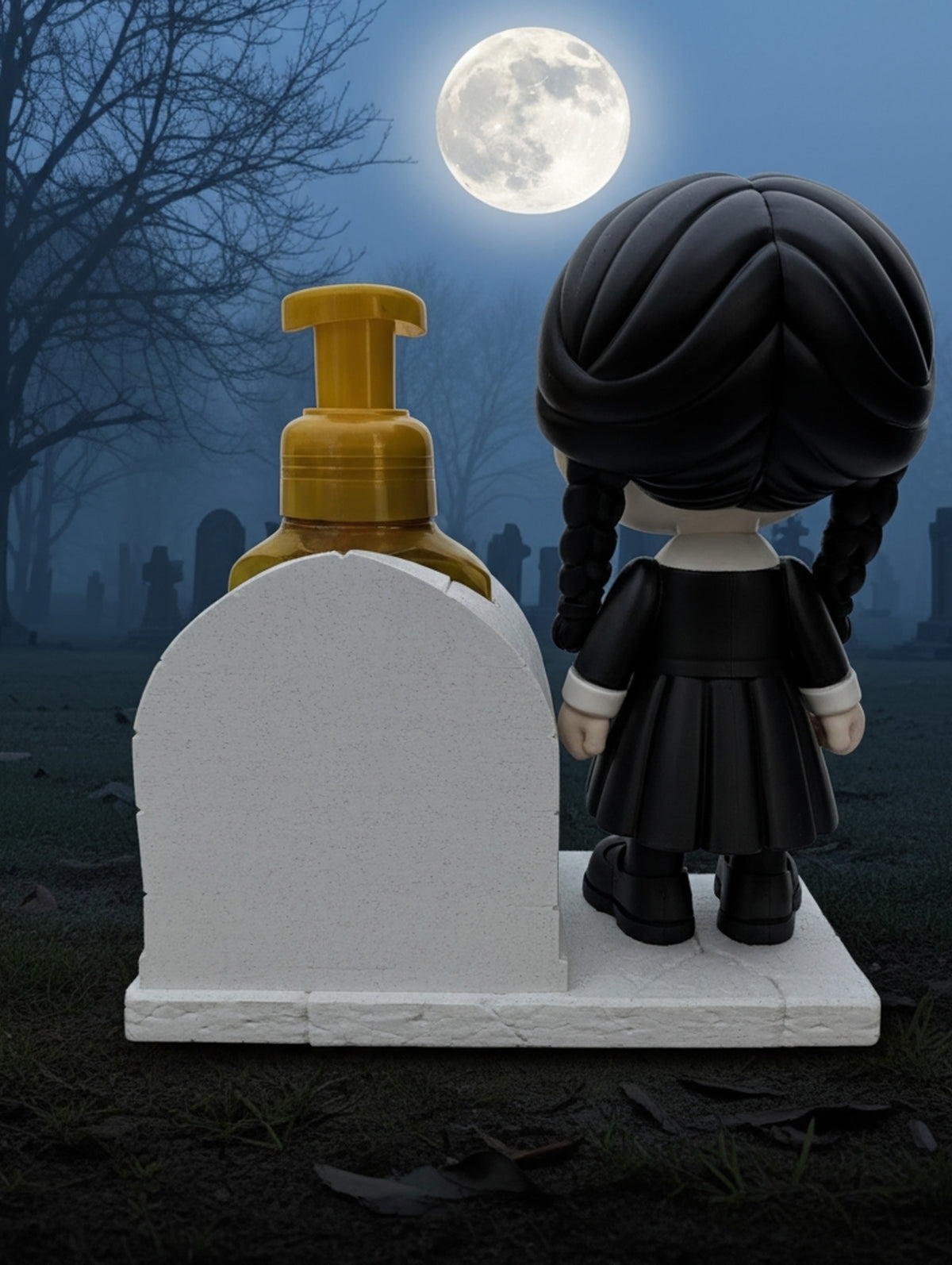 Wednesday Addams Foaming Soap Dispenser – 3D Printed Tombstone Bathroom Décor, Spooky Halloween Gift Addams family