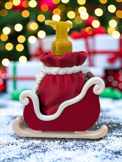 Christmas Sleigh Soap Holder, Santa Sack Foaming Hand Soap Dispenser Stand, Holiday Bathroom Decor, 3D Printed Christmas Gift