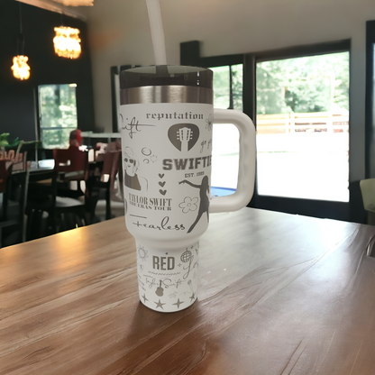 Laser-Engraved 40oz Taylor Swift -Themed Tumbler - Durable Stainless Steel - Perfect Gift for a Taylor Swift fan.