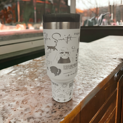Laser-Engraved 40oz Taylor Swift -Themed Tumbler - Durable Stainless Steel - Perfect Gift for a Taylor Swift fan.