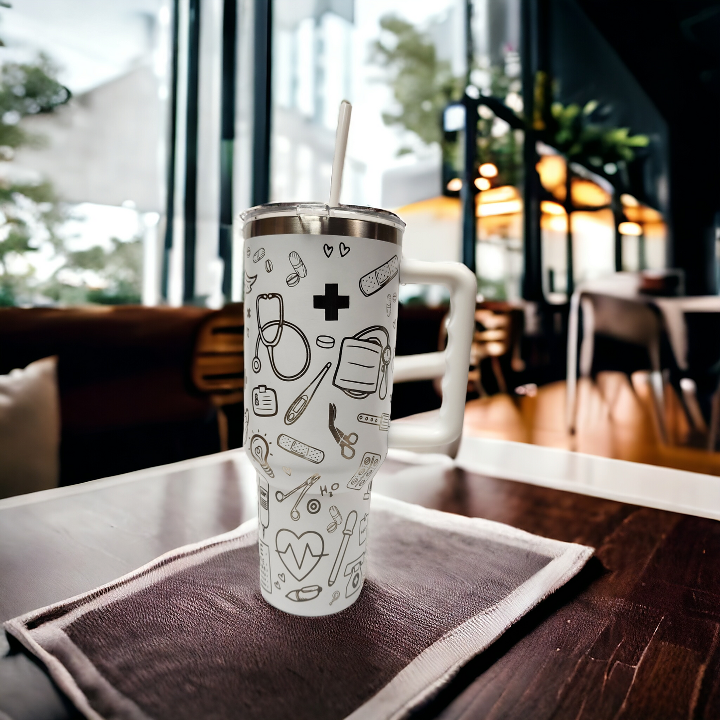 Laser-Engraved 40oz Nurse-Themed Tumbler - Durable Stainless Steel - Perfect Gift for Healthcare Professionals