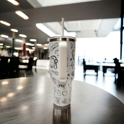 Laser-Engraved 40oz Nurse-Themed Tumbler - Durable Stainless Steel - Perfect Gift for Healthcare Professionals