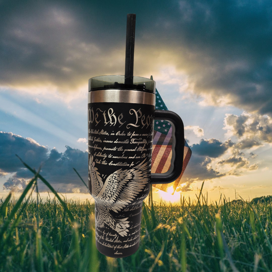 Laser-Engraved 40oz Freedom -Themed Tumbler - Durable Stainless Steel - Perfect Gift for a American Patriot