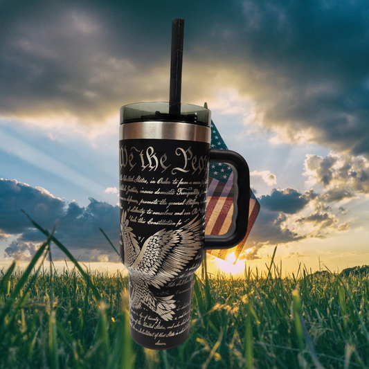 Laser-Engraved 40oz Freedom -Themed Tumbler - Durable Stainless Steel - Perfect Gift for a American Patriot