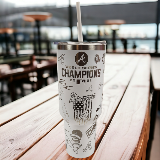 Laser-Engraved 40oz Braves-Themed Tumbler - Durable Stainless Steel - Perfect Gift for a Braves fan