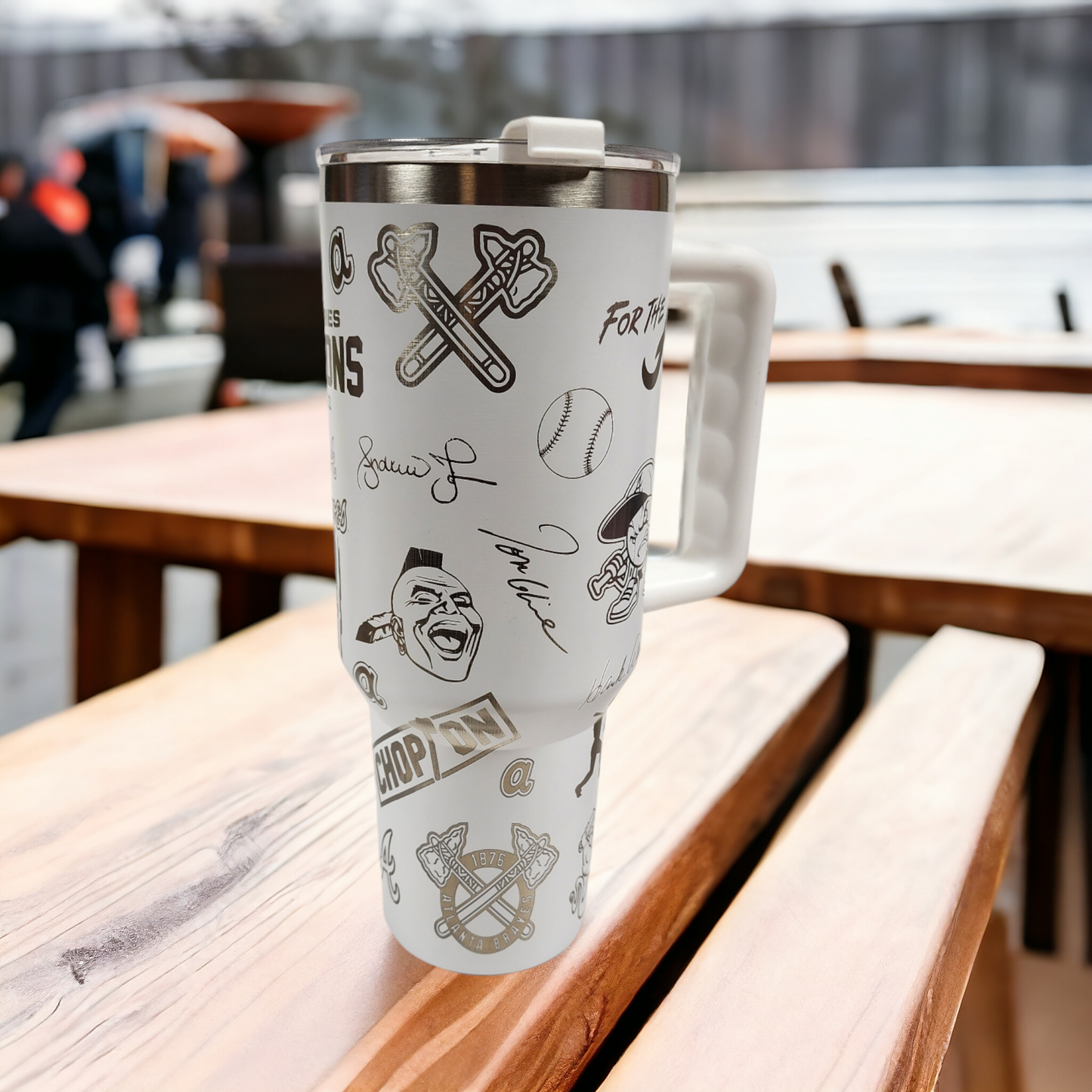Laser-Engraved 40oz Braves-Themed Tumbler - Durable Stainless Steel - Perfect Gift for a Braves fan