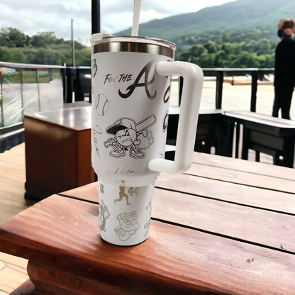 Laser-Engraved 40oz Braves-Themed Tumbler - Durable Stainless Steel - Perfect Gift for a Braves fan