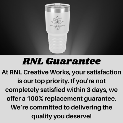 a picture of a glass with the words rnl guarantee