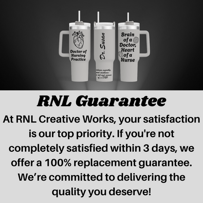 a black and white photo of two white cups with the words rni guaran