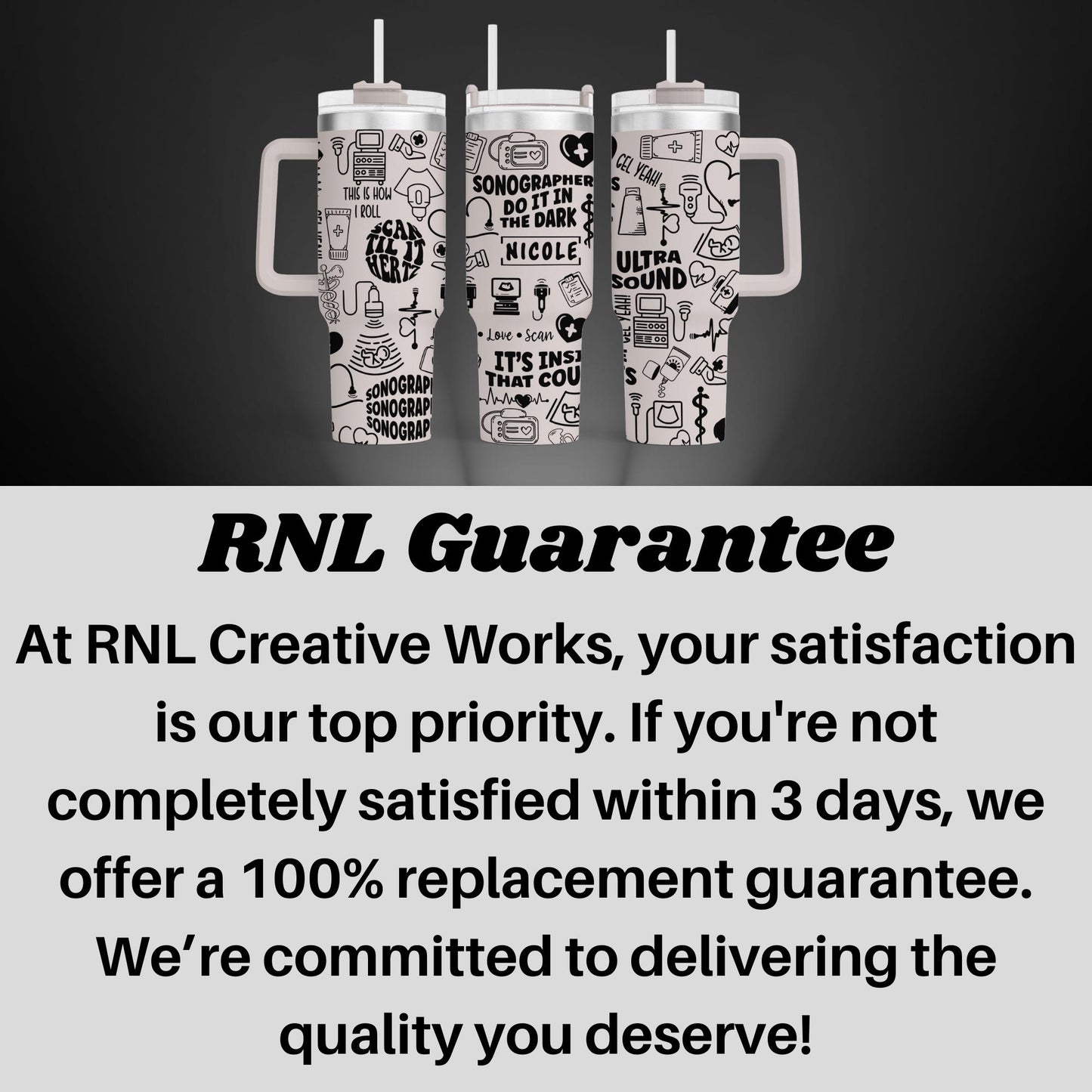 Sonographer 40oz Engraved  Tumbler - Personalized - Perfect Ultrasound Tech & RDMS Radiology Gift