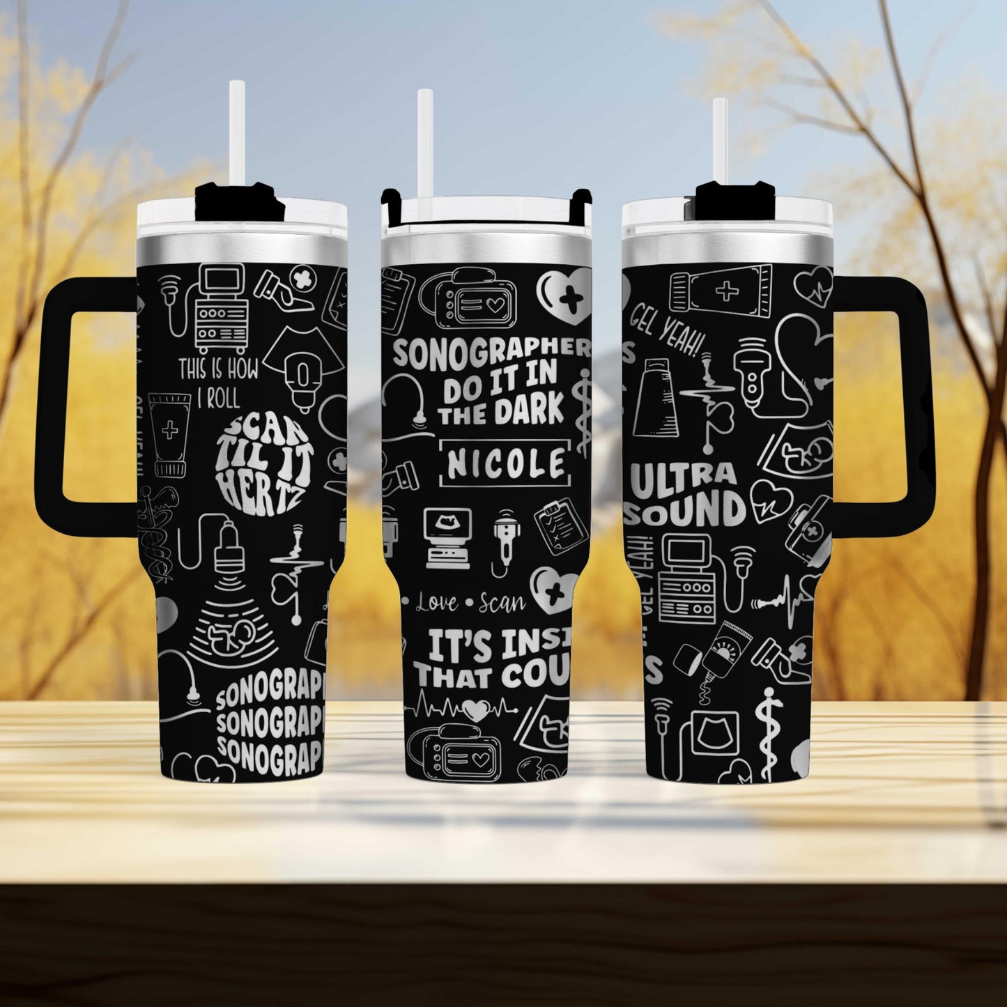 Sonographer 40oz Engraved  Tumbler - Personalized - Perfect Ultrasound Tech & RDMS Radiology Gift