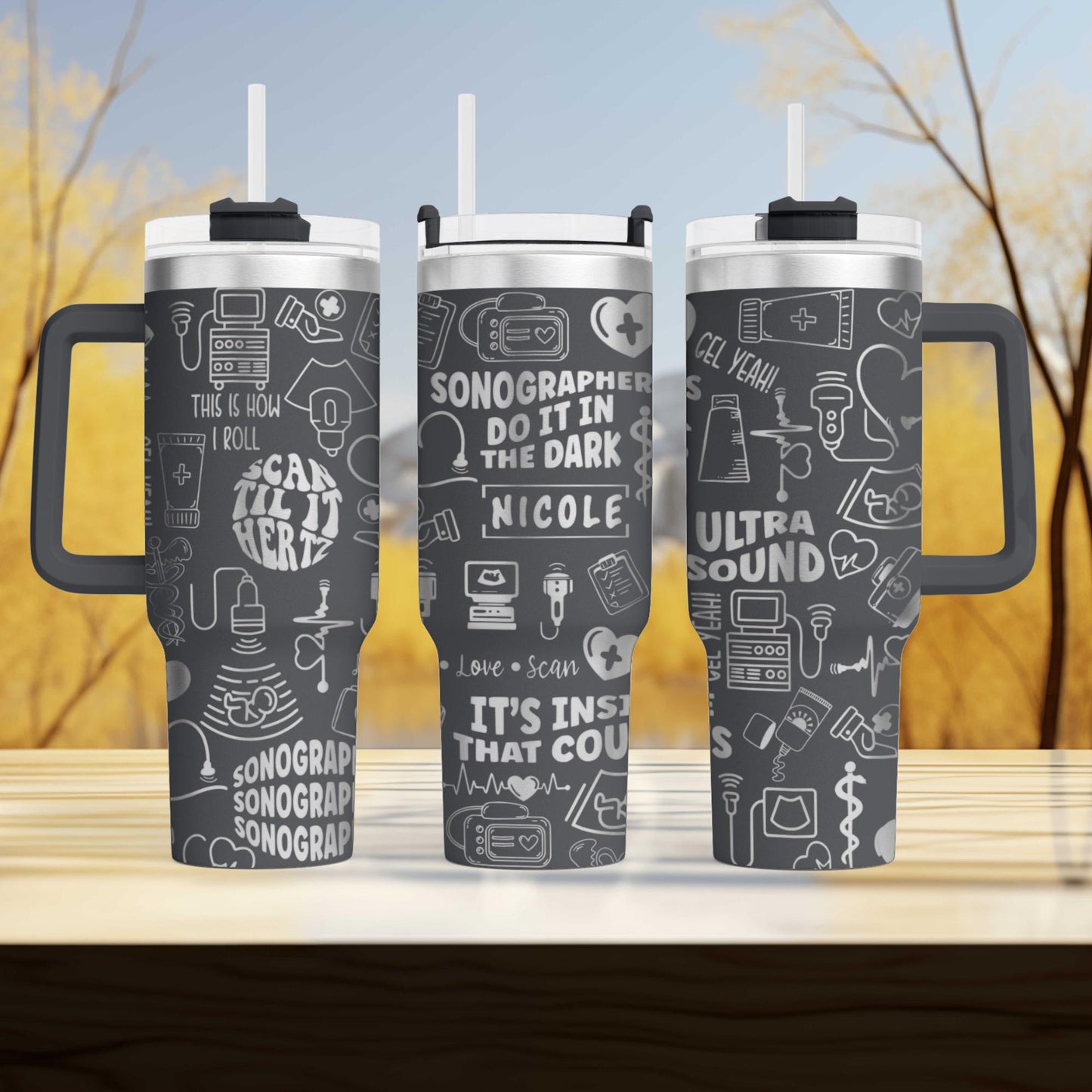Sonographer 40oz Engraved  Tumbler - Personalized - Perfect Ultrasound Tech & RDMS Radiology Gift