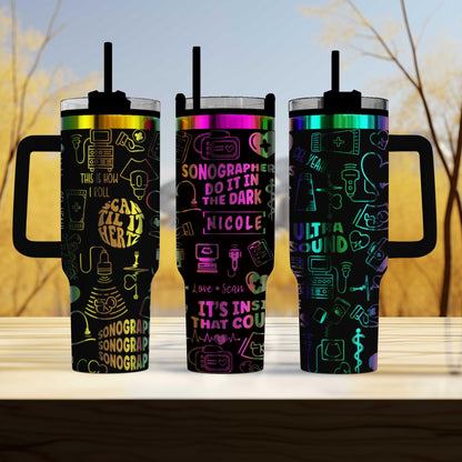 Sonographer 40oz Engraved  Tumbler - Personalized - Perfect Ultrasound Tech & RDMS Radiology Gift