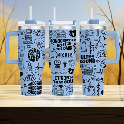Sonographer 40oz Engraved  Tumbler - Personalized - Perfect Ultrasound Tech & RDMS Radiology Gift