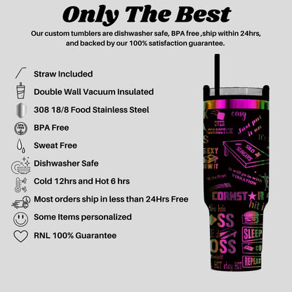 Cornhole 40oz  Tumbler | Personalized Custom Engraved  With Team Name | Tumbler with Lid & Straw | Laser Engraved Gift for Cornhole Lovers