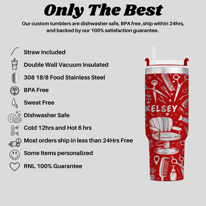 Hairdresser and Stylist Themed Engraved 40oz Tumbler with personalized  Name | Custom Insulated Travel Mug | Unique Stylist Gift