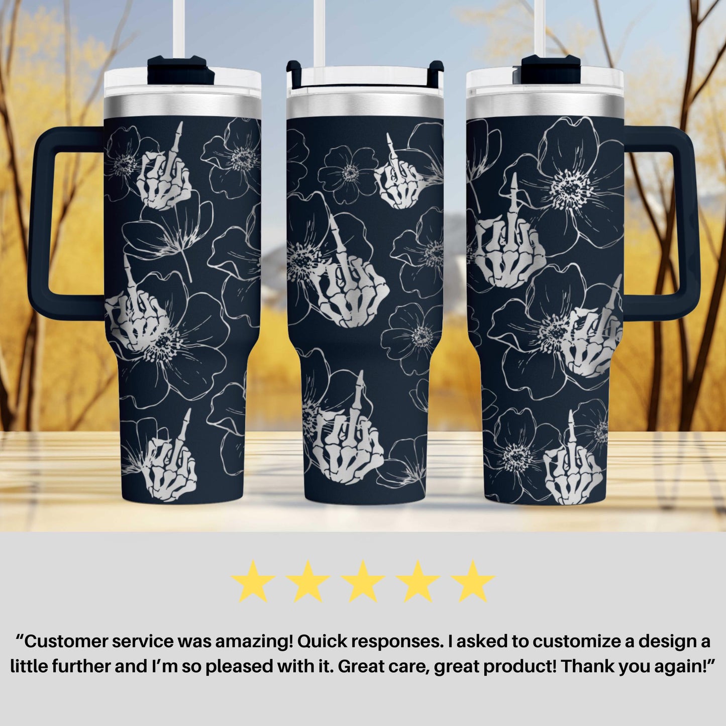 Middle Finger Fuck you Flower Themed Engraved 40oz Tumbler with swear word Unique Sassy Gift | Humor Drinkware Adult humor.