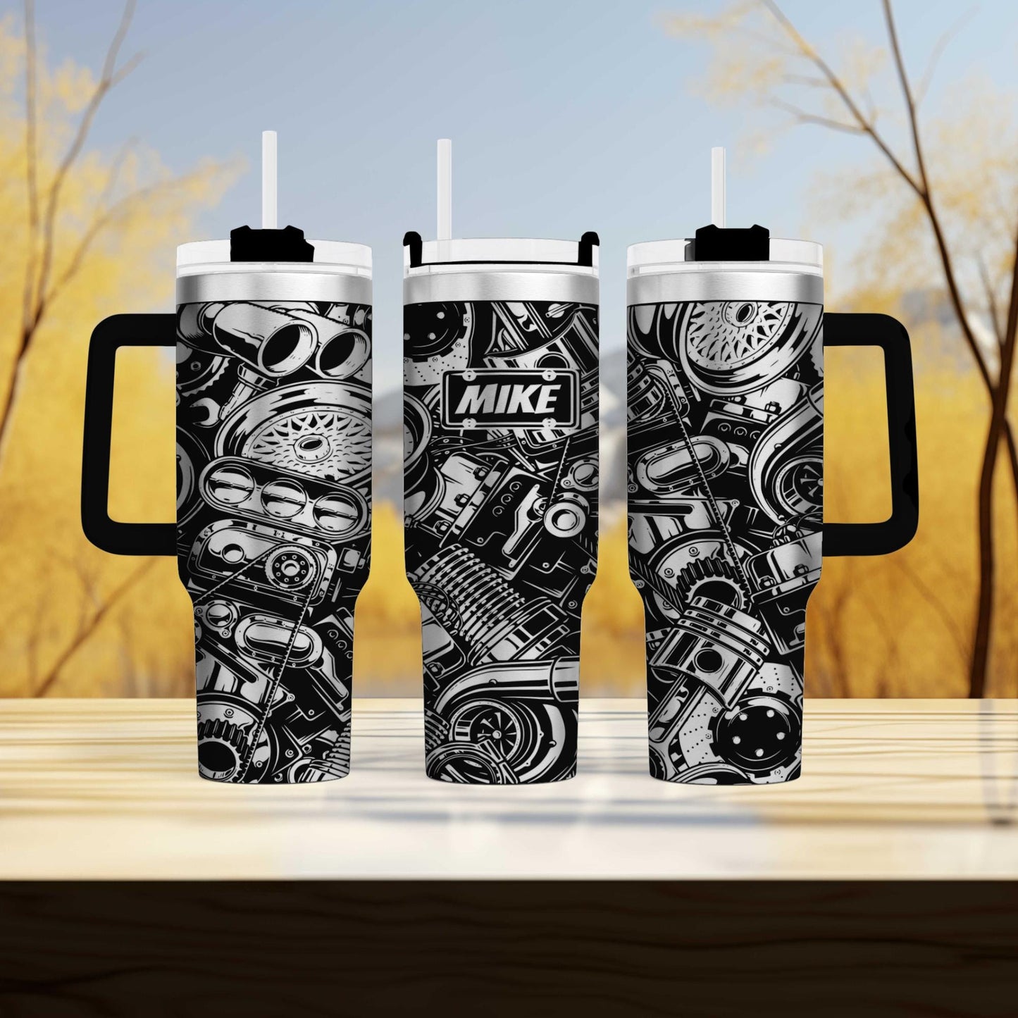 Mechanic Engraved Gear Head Grease Monkey 40oz Personalized Tumbler