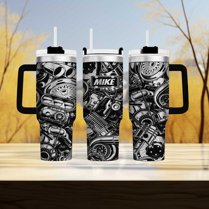 Mechanic Engraved Gear Head Grease Monkey 40oz Personalized Tumbler