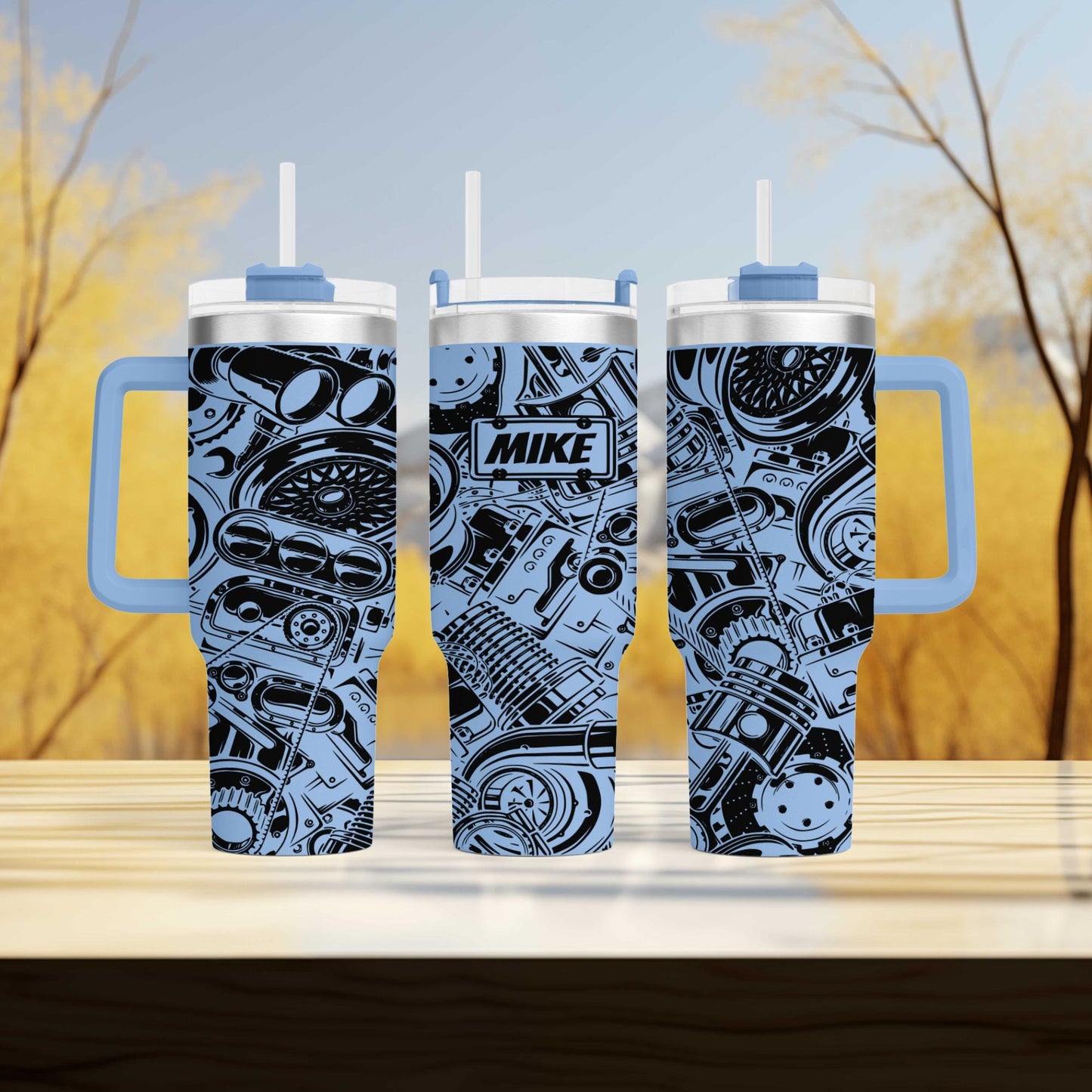 Mechanic Engraved Gear Head Grease Monkey 40oz Personalized Tumbler