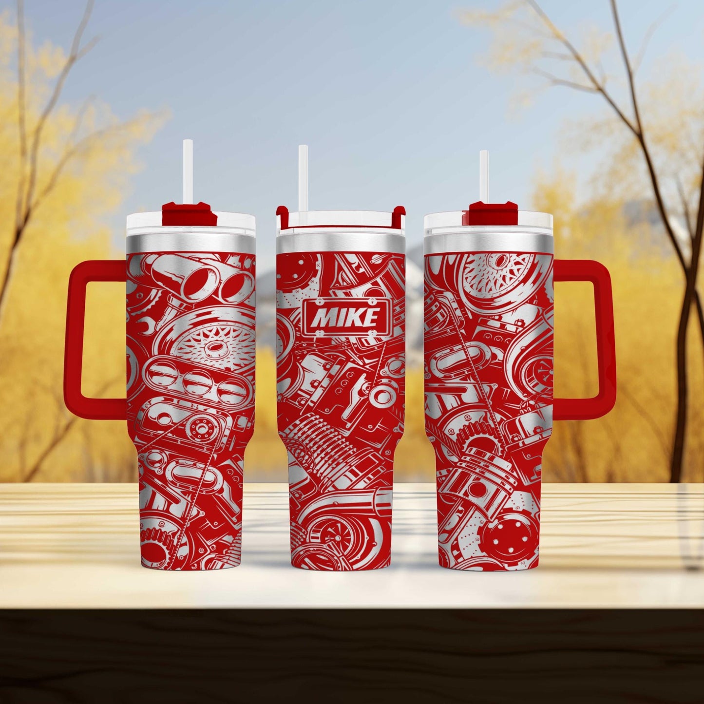 Mechanic Engraved Gear Head Grease Monkey 40oz Personalized Tumbler