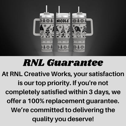 a black and white photo of two mugs with the words rni guaran