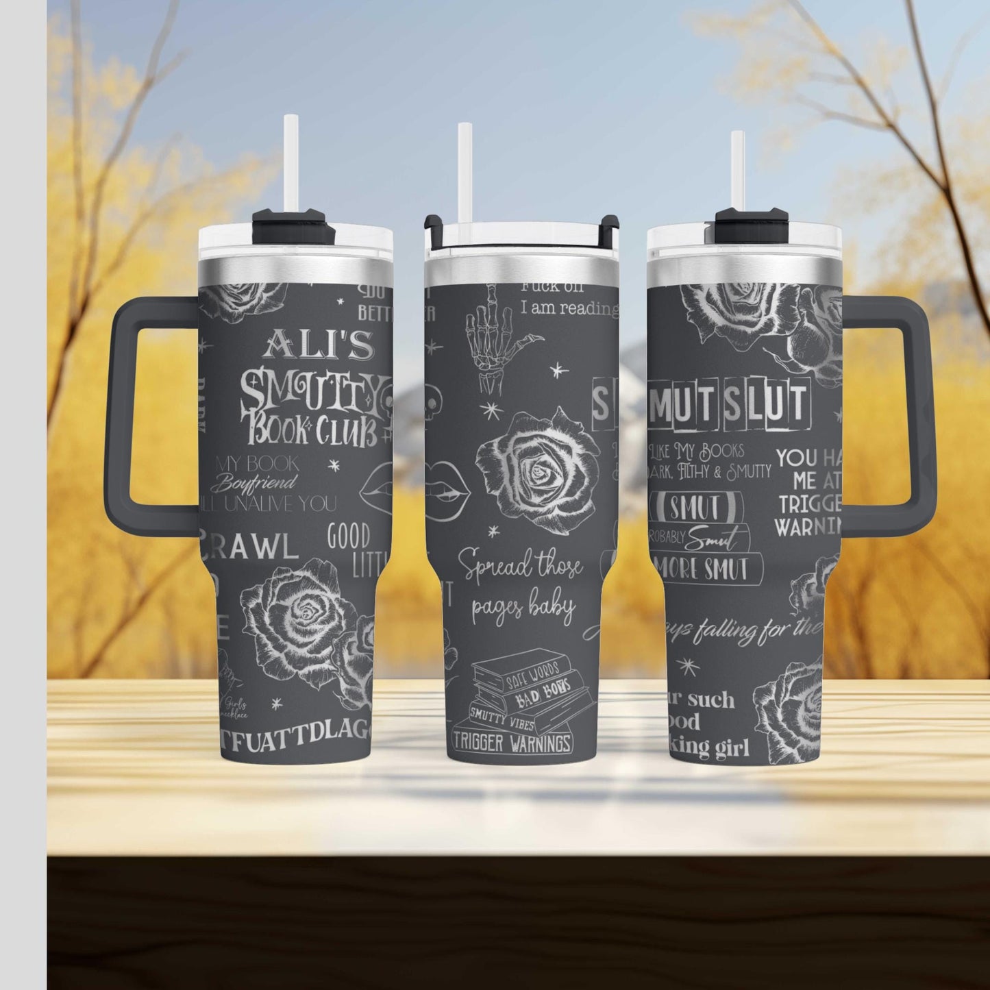 Smutty Book Club Tumbler - Personalized Engraved Cup - 40oz tumbler with handle - Dark Romance Book Tumbler for the provocative reader