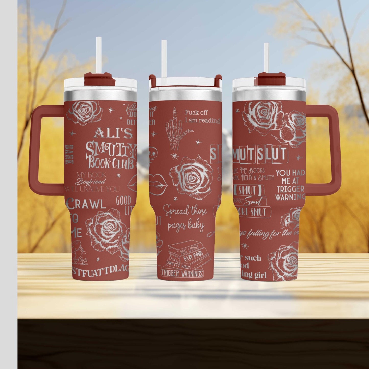 Smutty Book Club Tumbler - Personalized Engraved Cup - 40oz tumbler with handle - Dark Romance Book Tumbler for the provocative reader