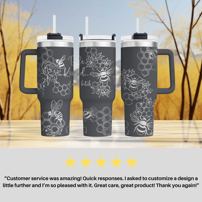 Be Kind Of a Bitch Tumbler Honey Bee Adult Humor - Custom Insulated Travel Mug - Unique Bee Lover Gift