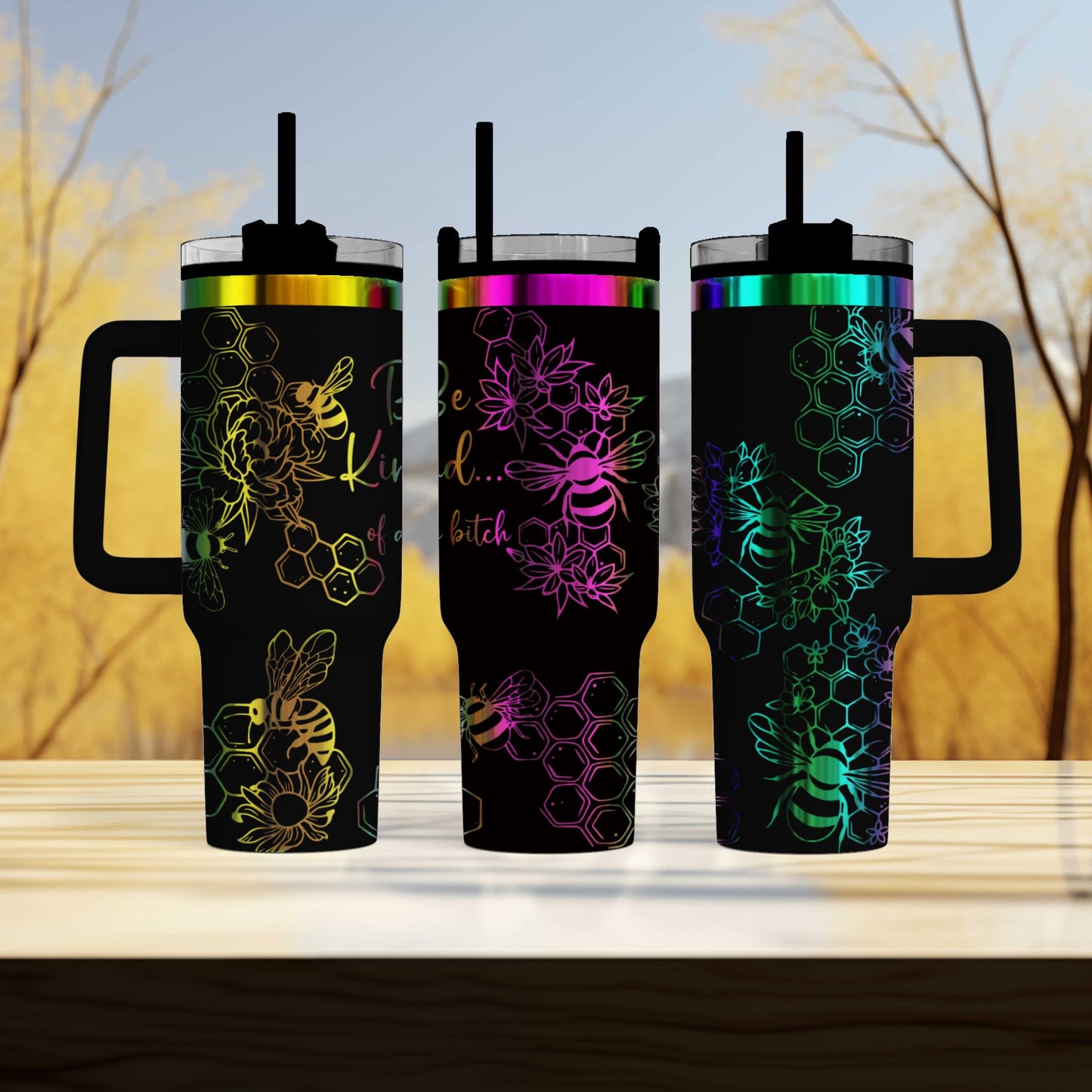 Be Kind Of a Bitch Tumbler Honey Bee Adult Humor - Custom Insulated Travel Mug - Unique Bee Lover Gift