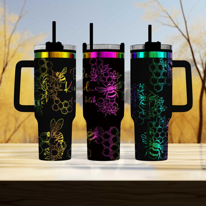 Be Kind Of a Bitch Tumbler Honey Bee Adult Humor - Custom Insulated Travel Mug - Unique Bee Lover Gift
