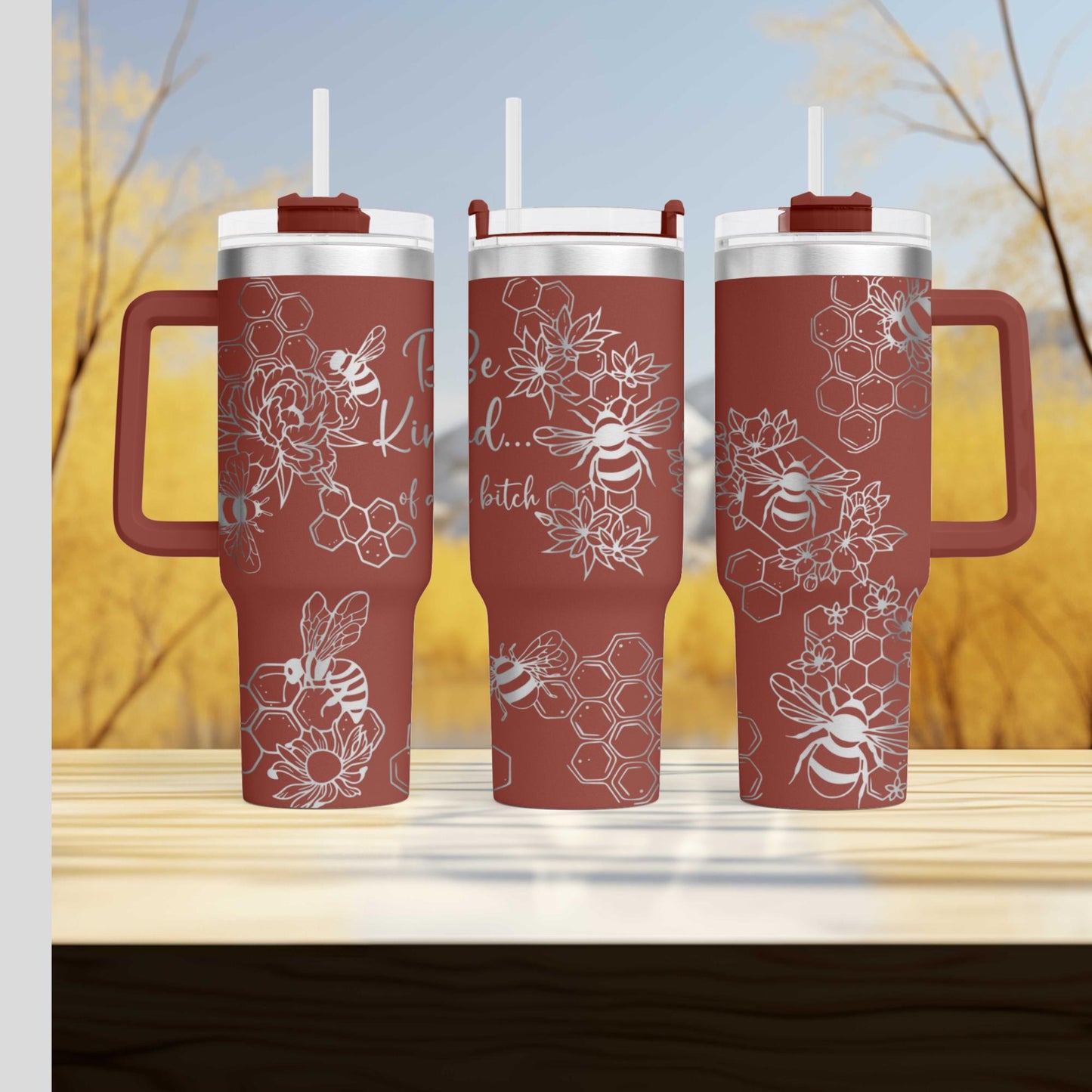 Be Kind Of a Bitch Tumbler Honey Bee Adult Humor - Custom Insulated Travel Mug - Unique Bee Lover Gift