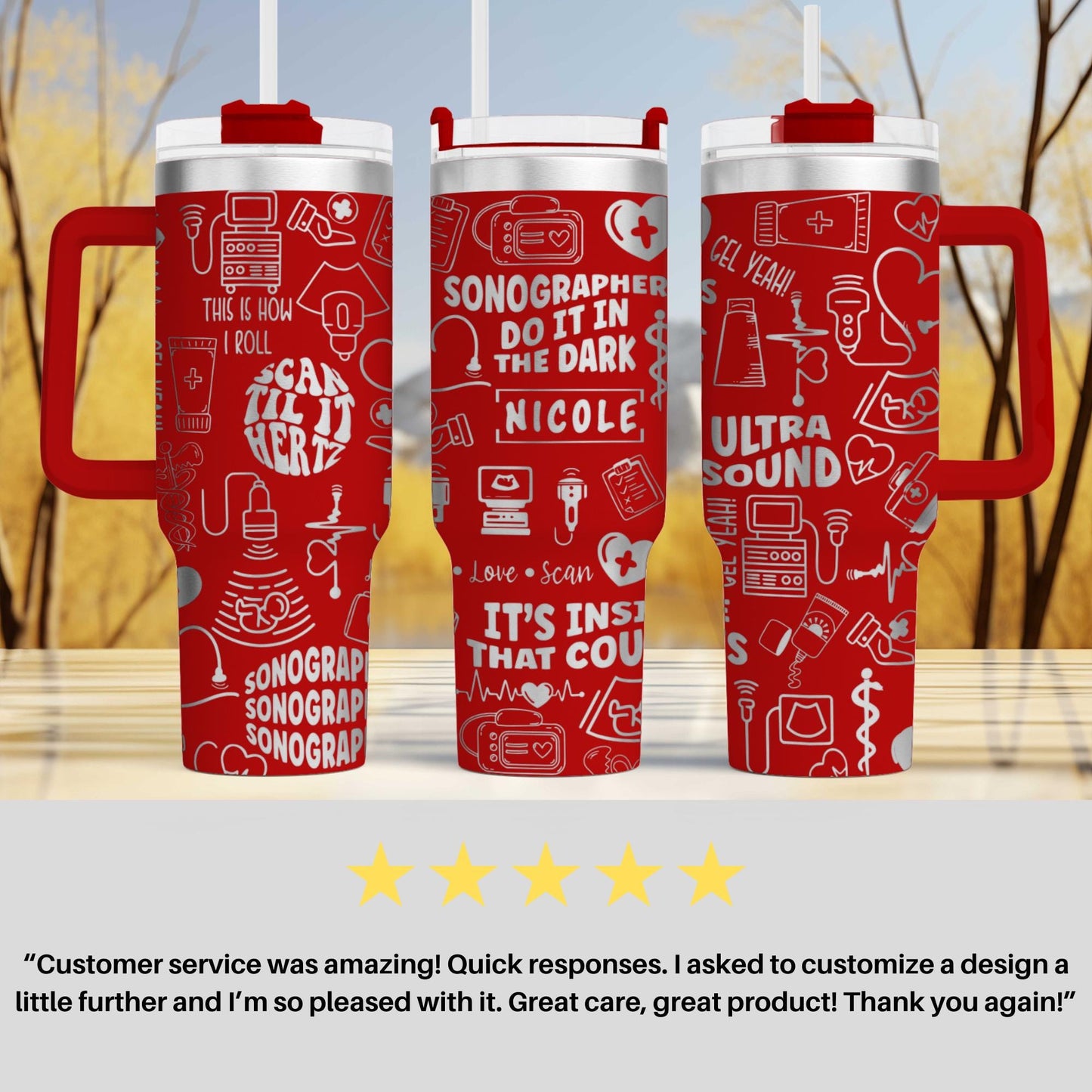 Sonographer 40oz Engraved  Tumbler - Personalized - Perfect Ultrasound Tech & RDMS Radiology Gift
