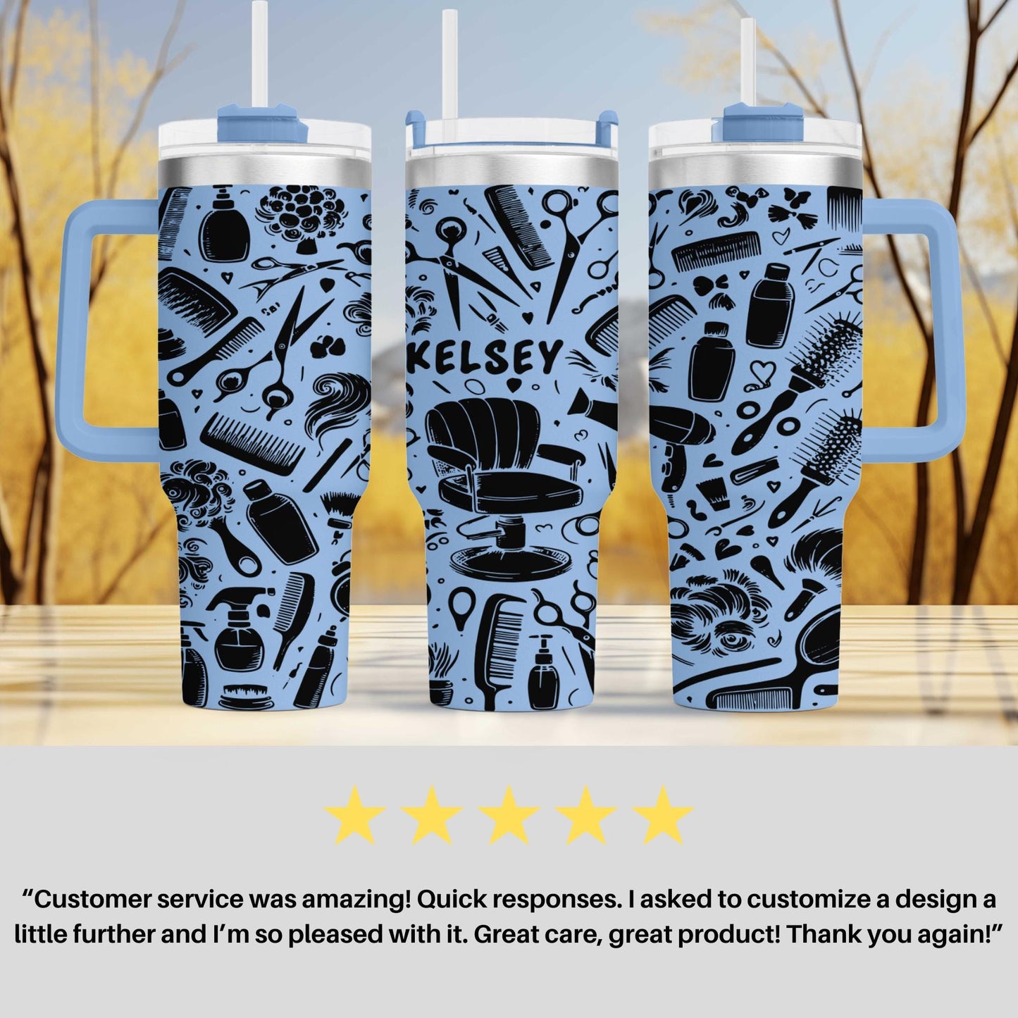 Hairdresser and Stylist Themed Engraved 40oz Tumbler with personalized  Name | Custom Insulated Travel Mug | Unique Stylist Gift