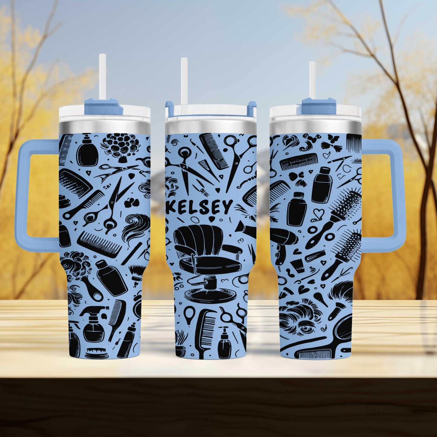 Hairdresser and Stylist Themed Engraved 40oz Tumbler with personalized  Name | Custom Insulated Travel Mug | Unique Stylist Gift
