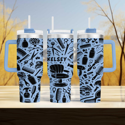 Hairdresser and Stylist Themed Engraved 40oz Tumbler with personalized  Name | Custom Insulated Travel Mug | Unique Stylist Gift