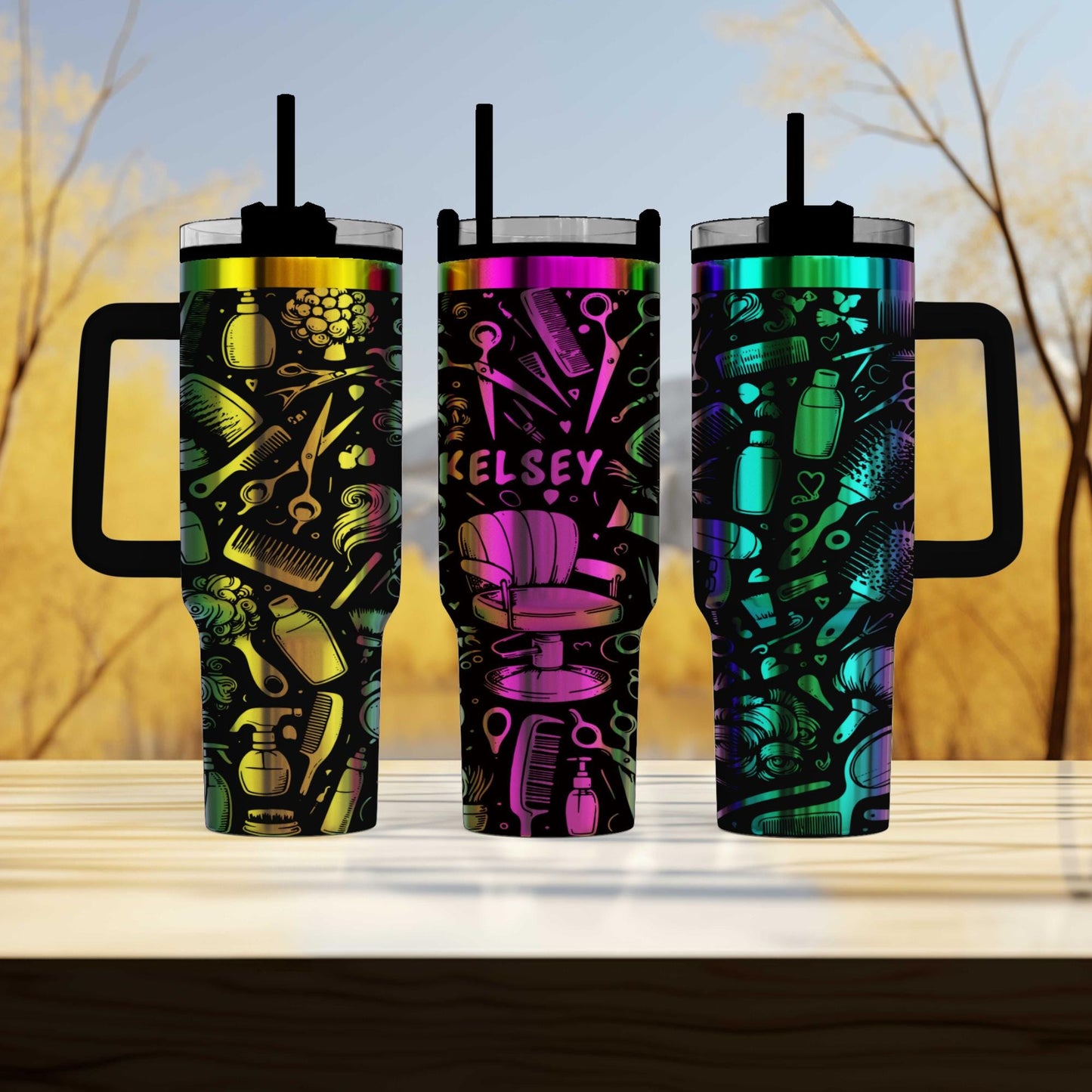 Hairdresser and Stylist Themed Engraved 40oz Tumbler with personalized  Name | Custom Insulated Travel Mug | Unique Stylist Gift