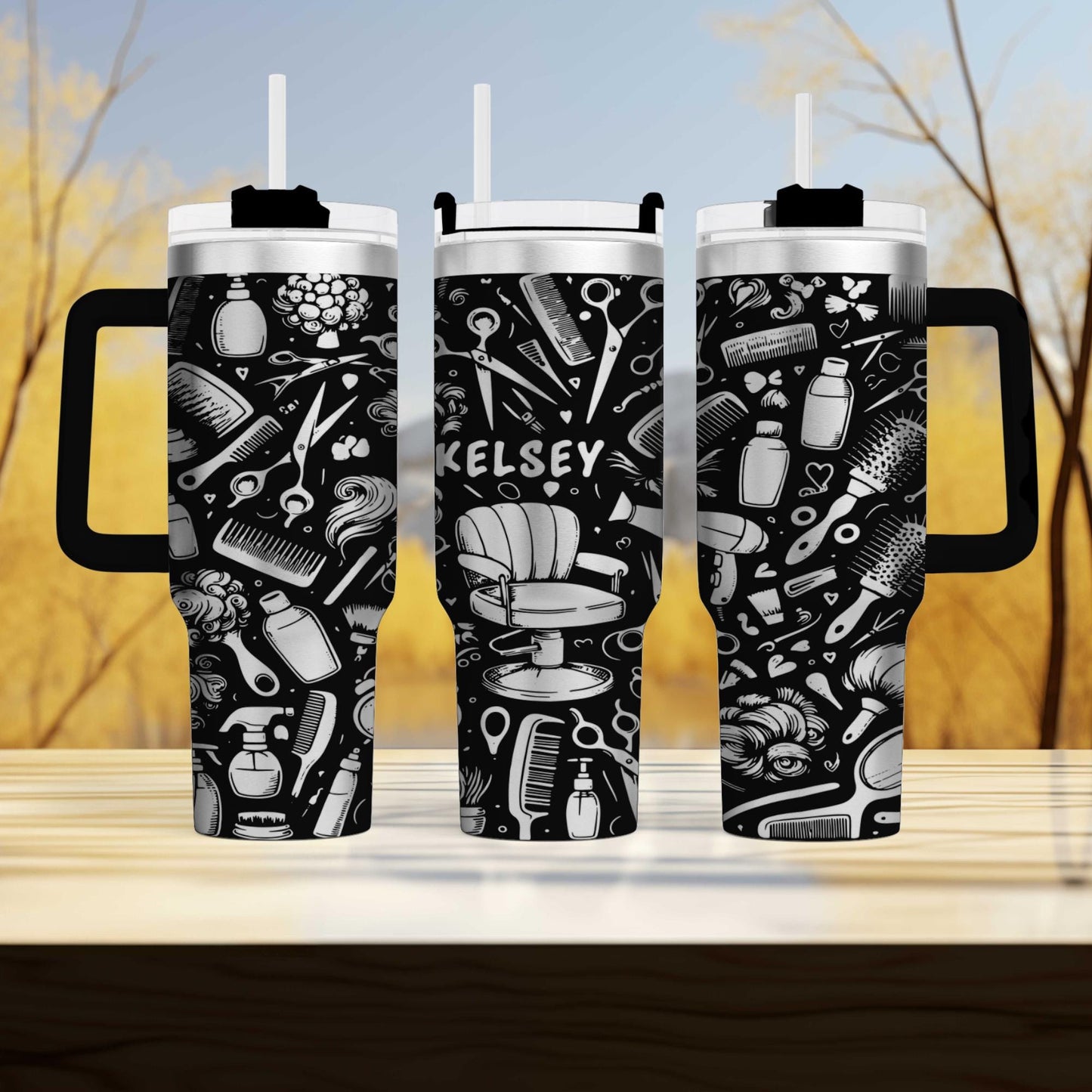 Hairdresser and Stylist Themed Engraved 40oz Tumbler with personalized  Name | Custom Insulated Travel Mug | Unique Stylist Gift