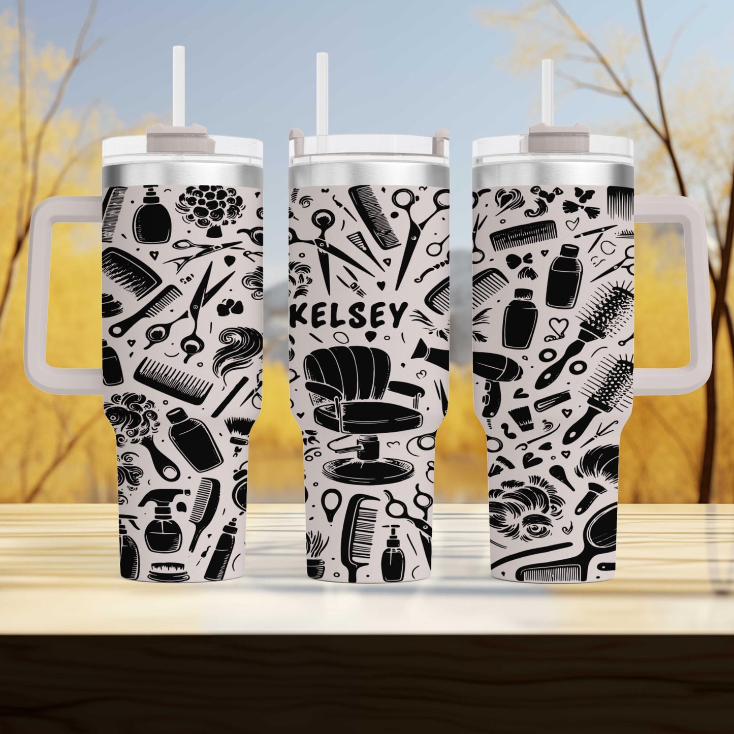 Hairdresser and Stylist Themed Engraved 40oz Tumbler with personalized  Name | Custom Insulated Travel Mug | Unique Stylist Gift