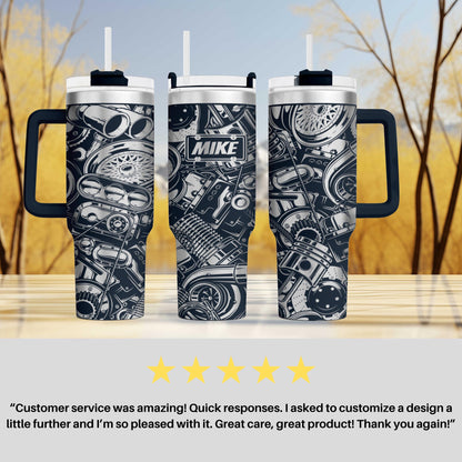 Mechanic Engraved Gear Head Grease Monkey 40oz Personalized Tumbler