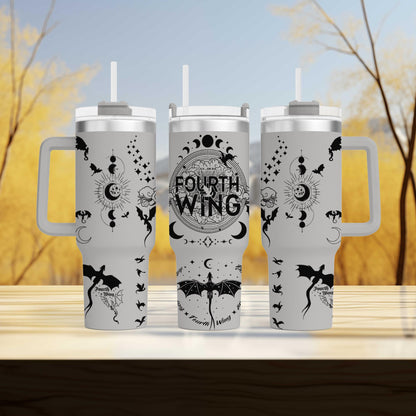 three white tumblers sitting on top of a wooden table