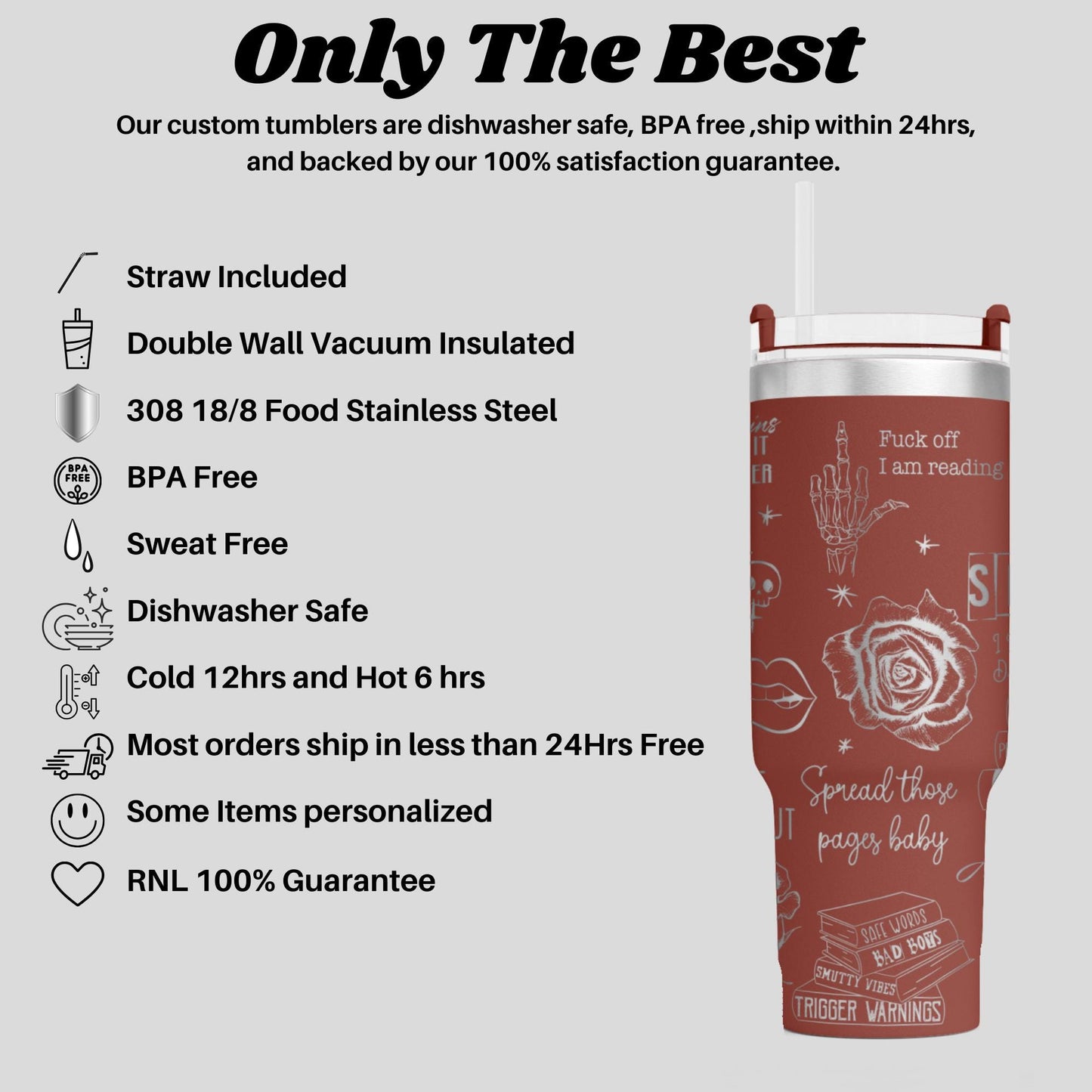 Smutty Book Club Tumbler - Personalized Engraved Cup - 40oz tumbler with handle - Dark Romance Book Tumbler for the provocative reader