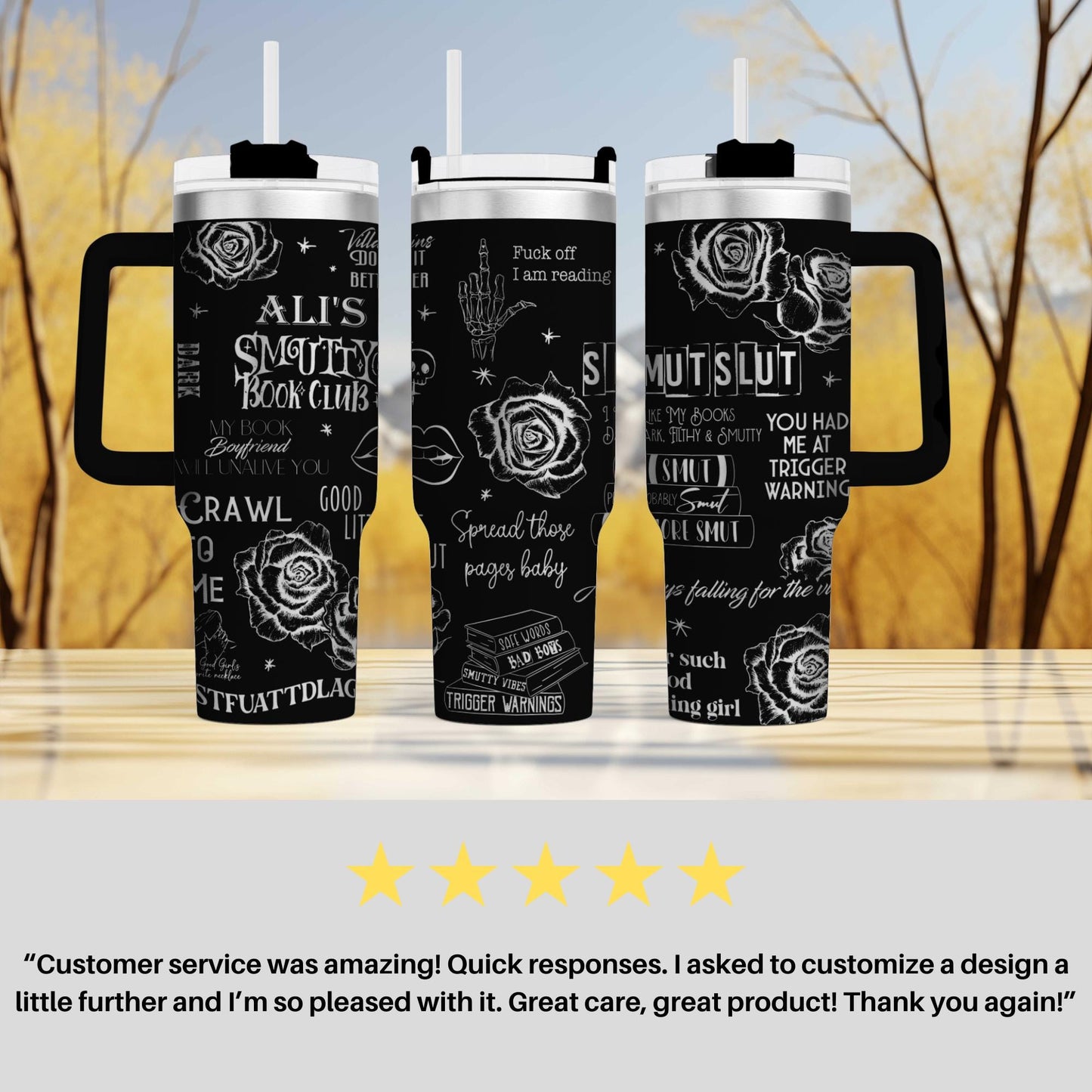 Smutty Book Club Tumbler - Personalized Engraved Cup - 40oz tumbler with handle - Dark Romance Book Tumbler for the provocative reader